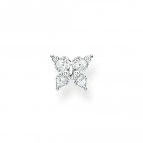 Silver Zirconia White Butterfly Single Ear Stud H2195-051-14