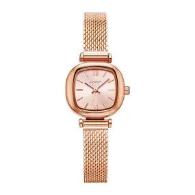 Sinobi Exquisite Mesh Strap Women's Watch Rose Gold Retro Fashion Business Square Women's Watch 9852