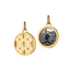 Small Round Mosaic 18K Gold Half Locket