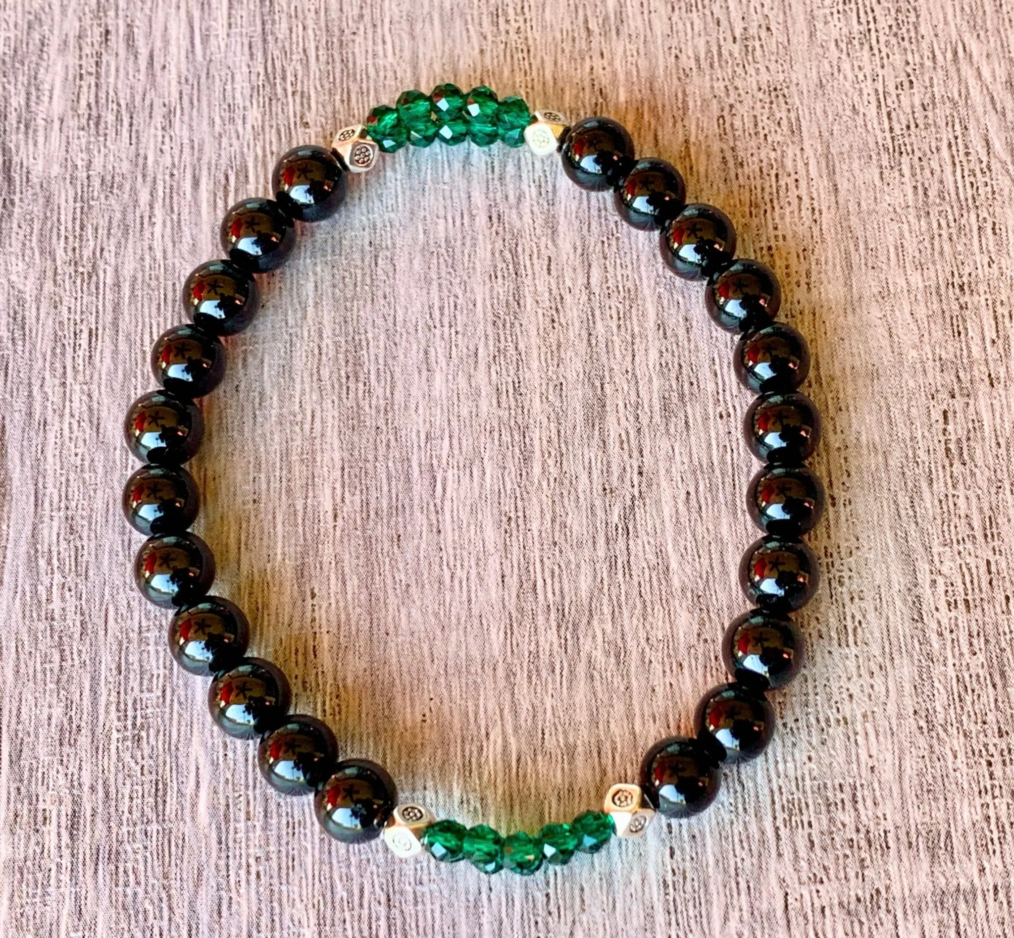 🔴SOLD🔴Rowan Handmade Emerald and Black Tourmaline Expandable Bracelet