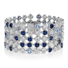 Statement bracelet with aqua and sapphire simulants and 34.04 carats* of diamond simulants in sterling silver