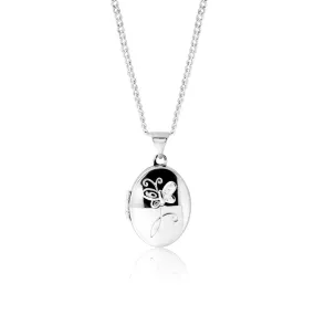 Sterling Silver 17x13mm Butterfly Oval Locket