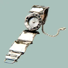 Sterling Silver 925 Watch Handcrafted Wrist Bracelet Watch for Woman with a Japanese Myota Movement.