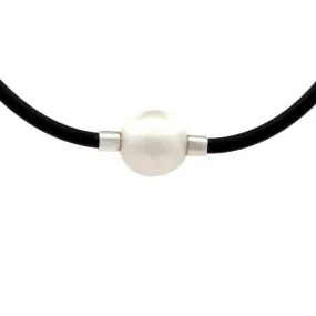 Sterling Silver Australian South Sea 13-14mm Cultured Pearl Neoprene Necklace