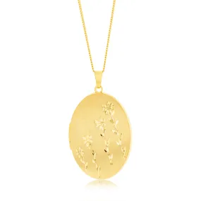 Sterling Silver Gold Plated Engraved Oval Locket