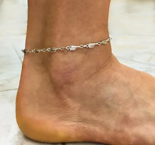 Sterling Silver Petite Rowing Blades Linked Anklet