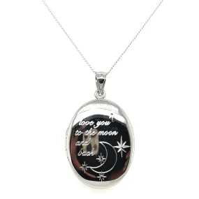 Sterling Silver "Moon & Back" Oval Locket