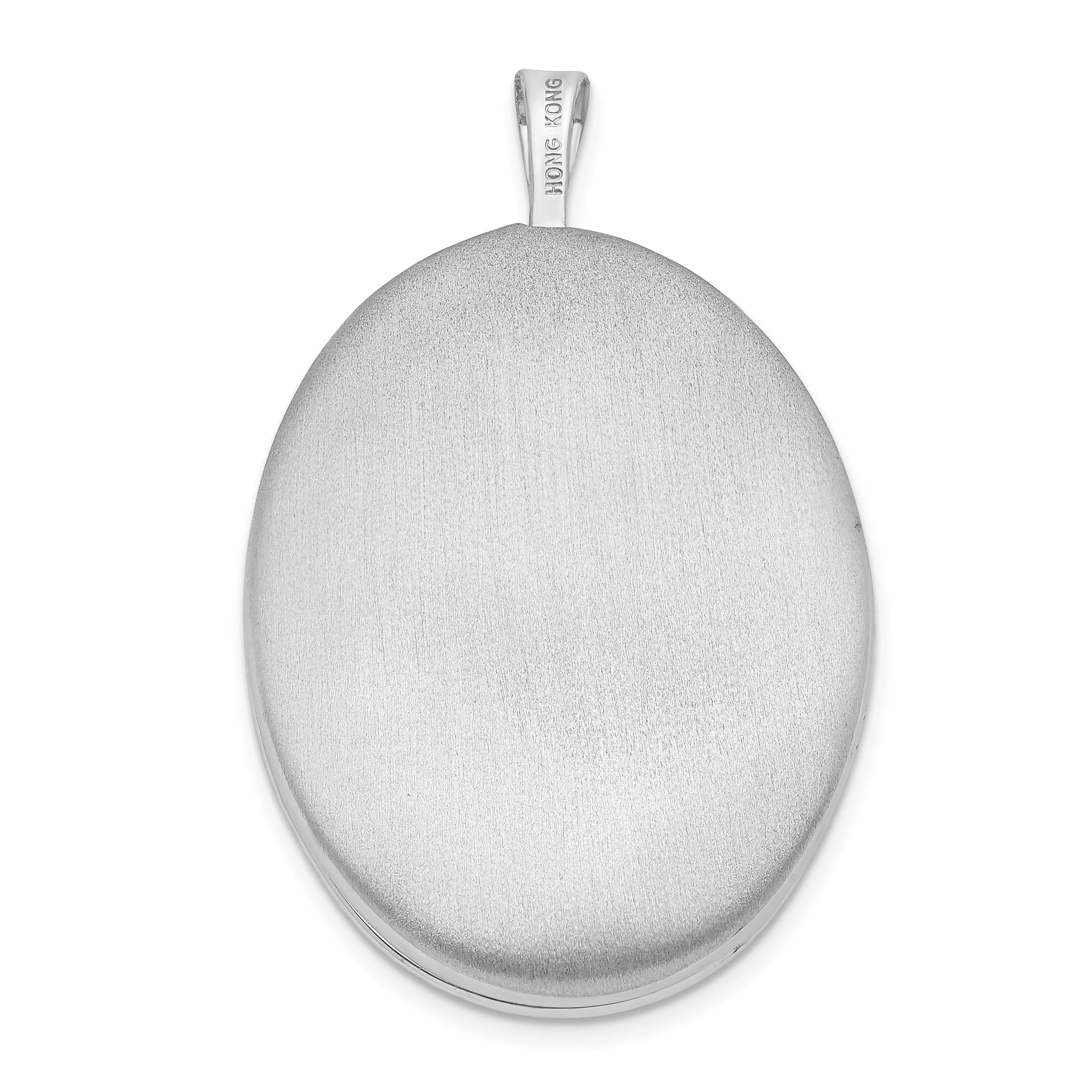 Sterling Silver Rhodium-plated Oval Satin and Polished Paw Print Locket