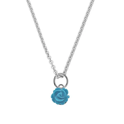 Sterling Silver Small Gemstone Rose Pendant