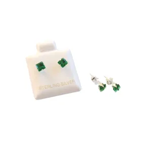 Sterling Silver Stud Earrings in Emerald