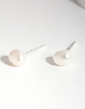 Sterling Siver Organic Freshwater Pearl Stud Earrings