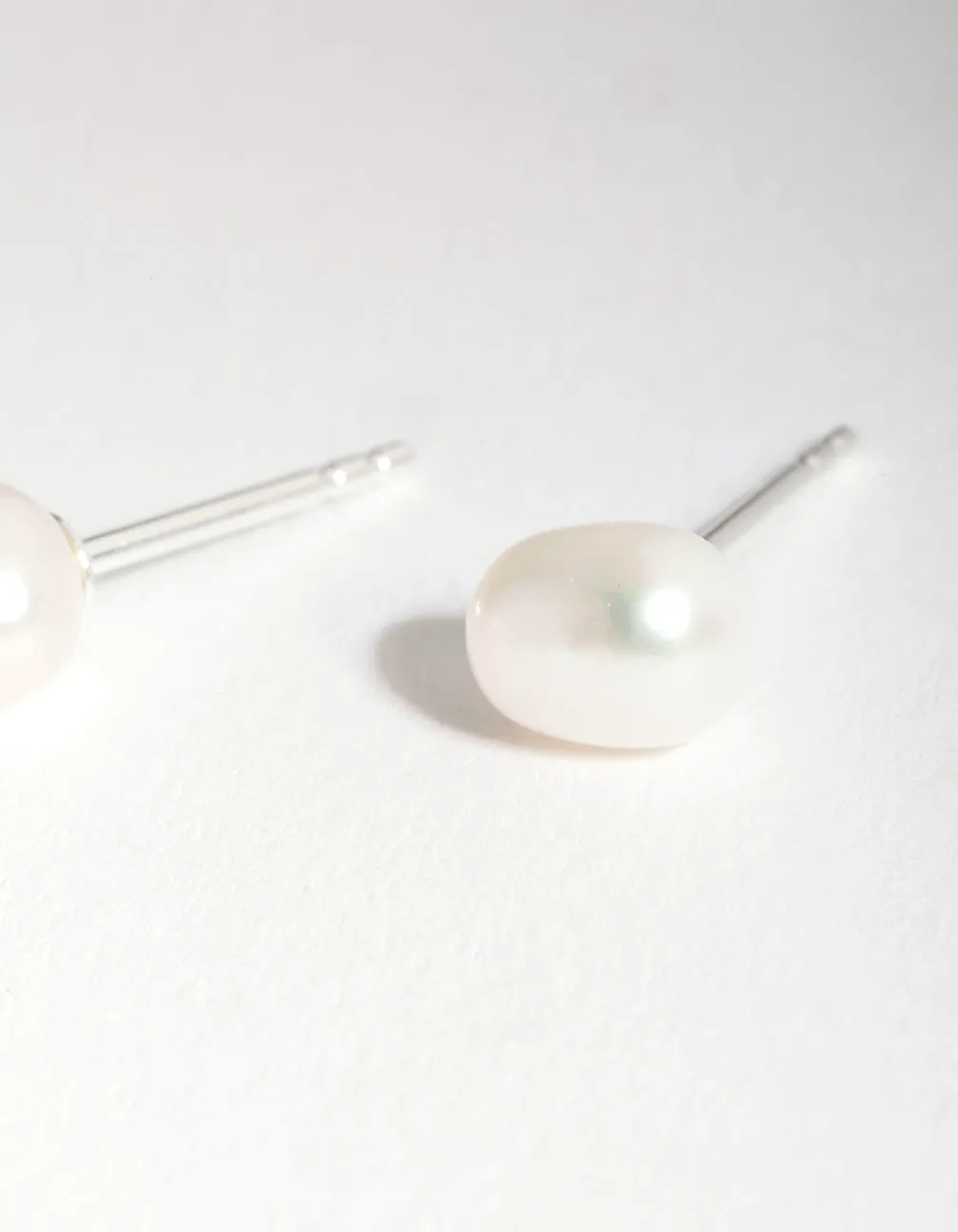 Sterling Siver Organic Freshwater Pearl Stud Earrings