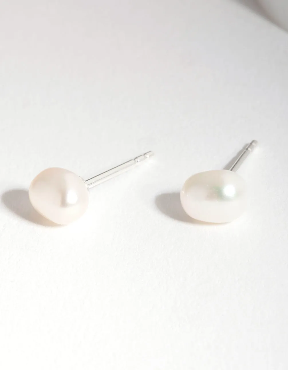 Sterling Siver Organic Freshwater Pearl Stud Earrings