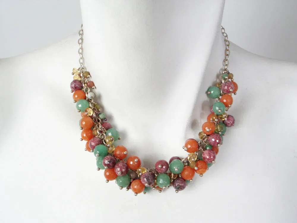 Stone Cluster Necklace