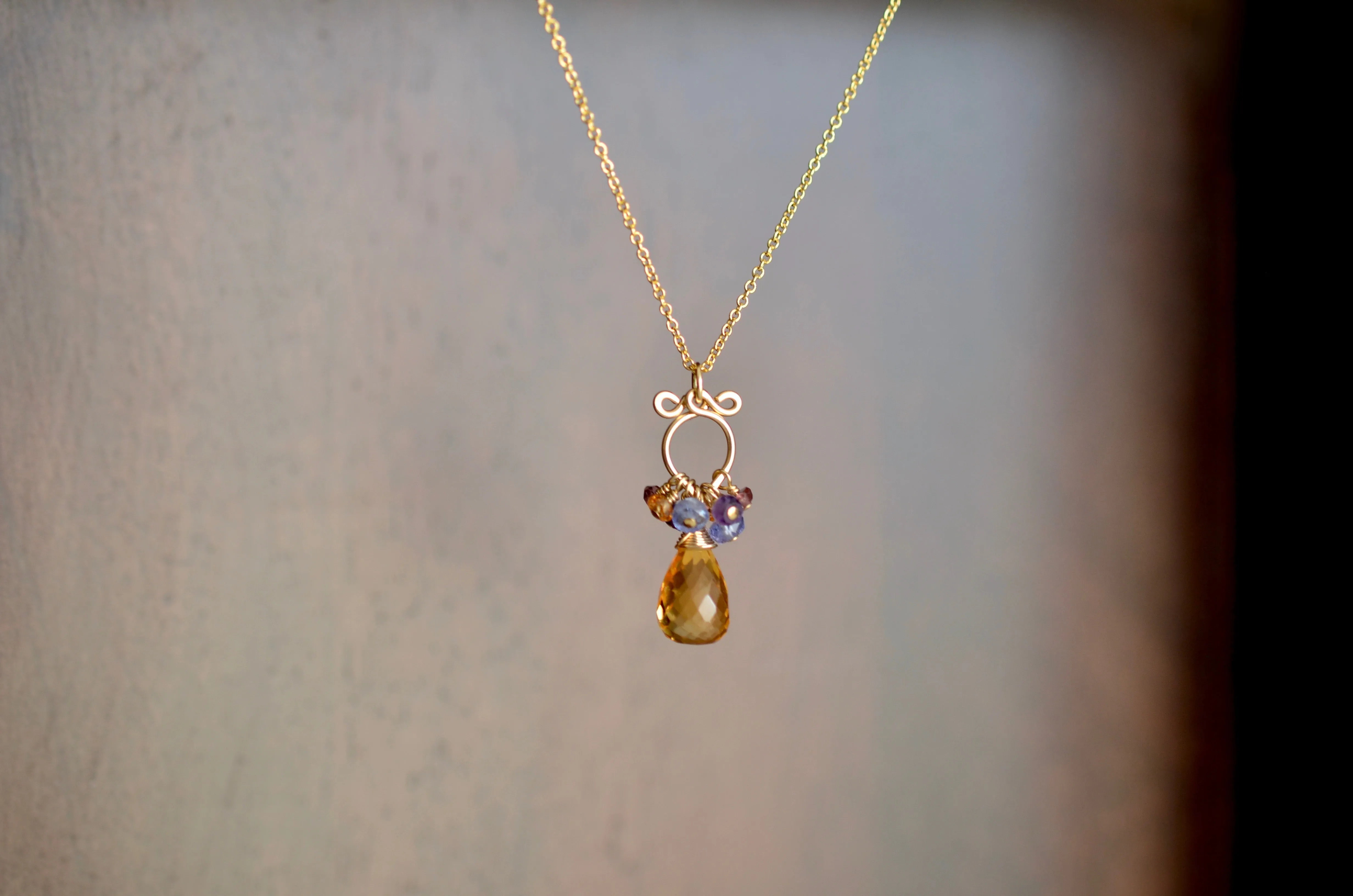 Tabatha - Citrine, Tanzanite, Amethyst, 14k Gold Filled Necklace