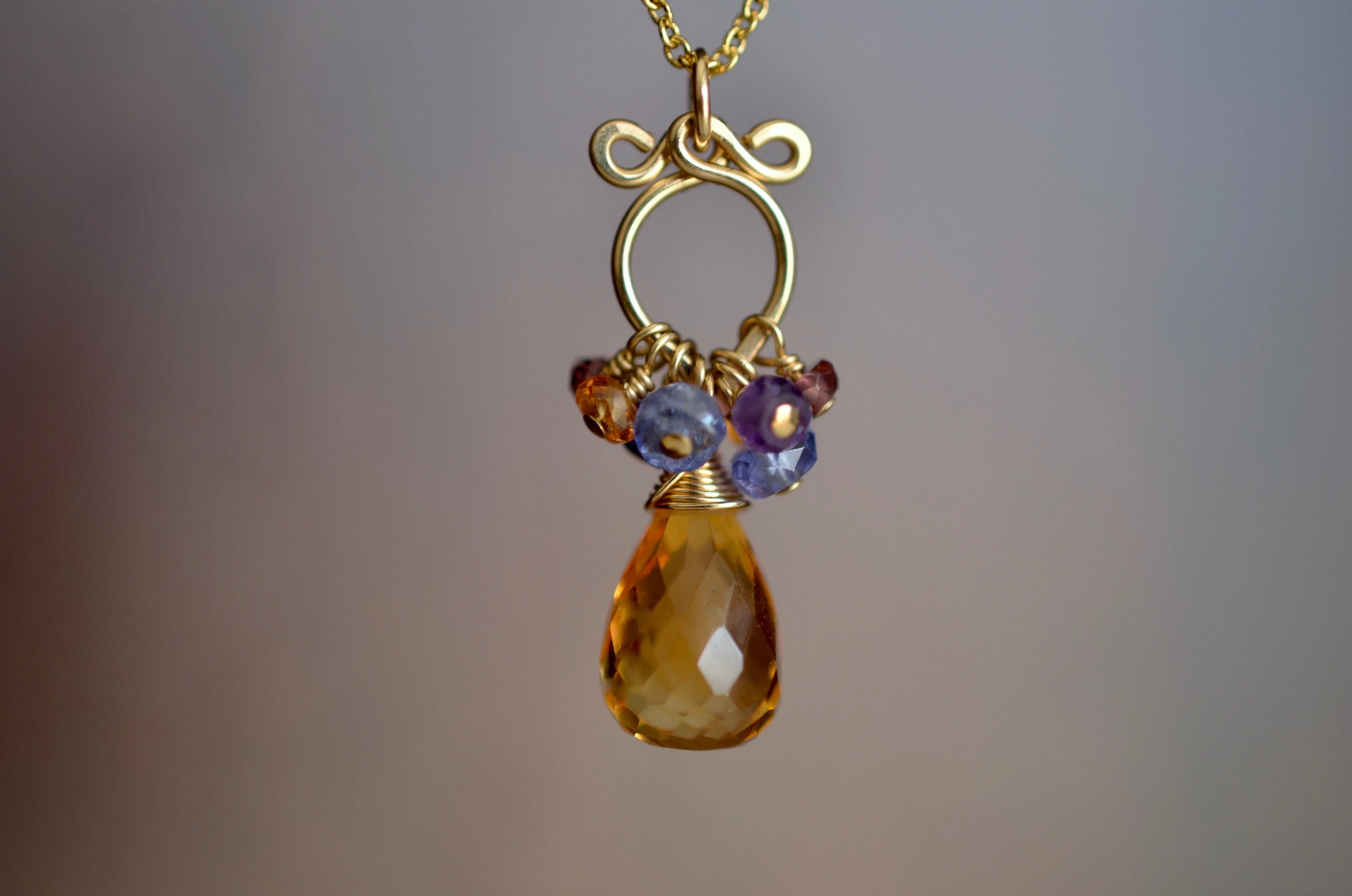 Tabatha - Citrine, Tanzanite, Amethyst, 14k Gold Filled Necklace