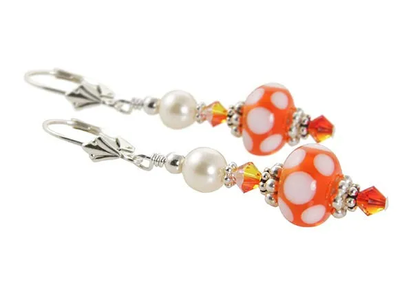 Tangerine Lampwork Glass Bead Earrings