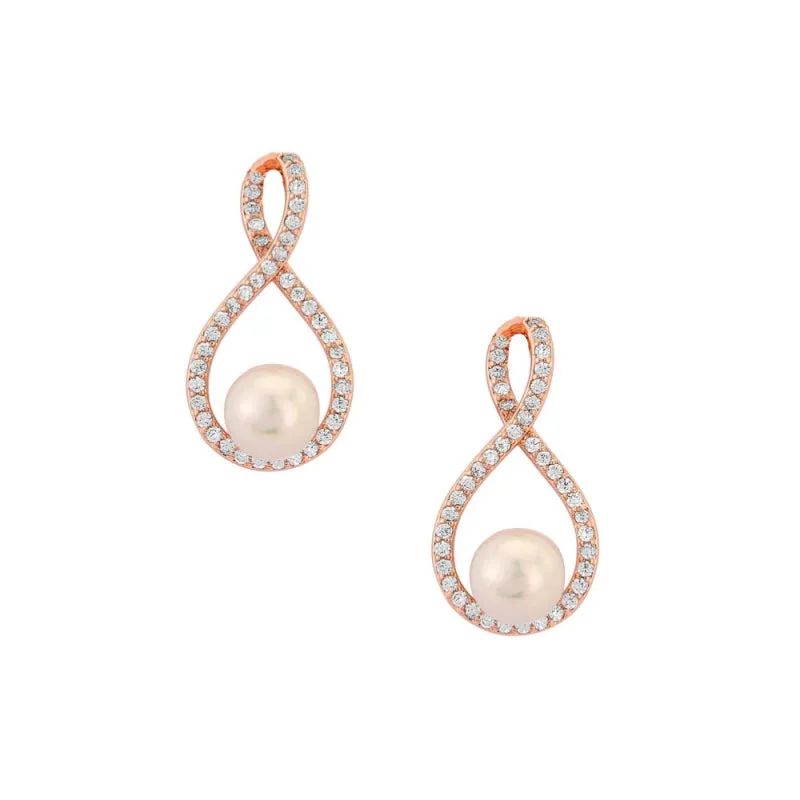 Taryn Crystal and Pearl Earrings - Available in Silver & Rose Gold