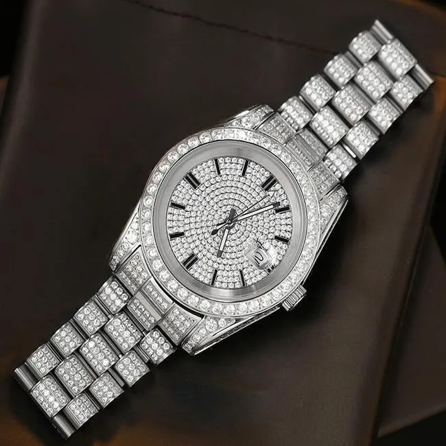 The President® - Fully Iced Out Presidential Diamond Watch in White Gold