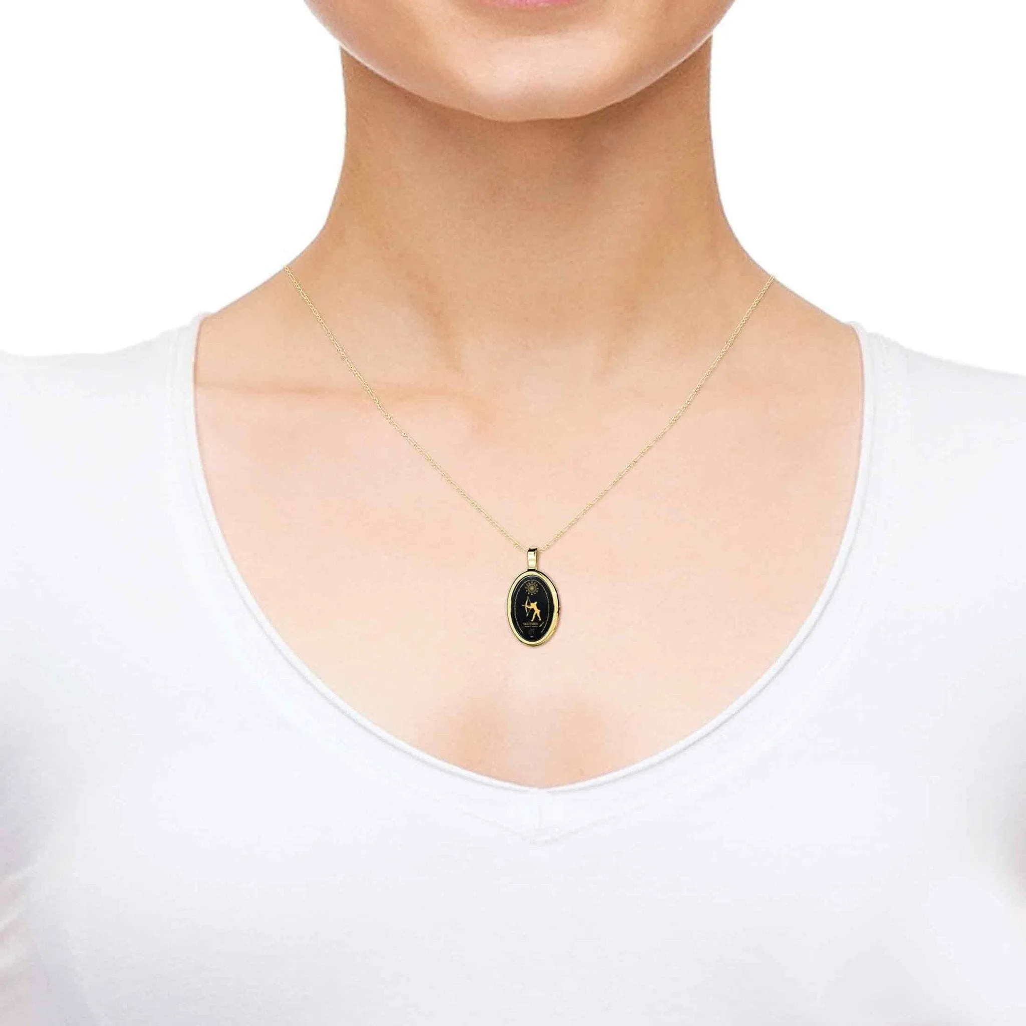 The World of Sagittarius, 14k Gold Necklace, Onyx