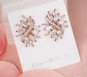 Tiffany - Rose Gold Crystal Tear Stud Earrings