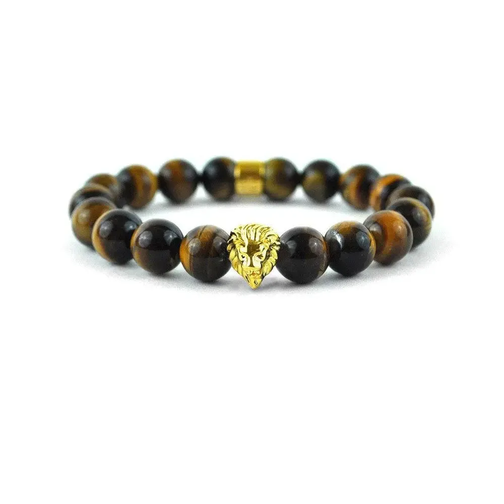 Tiger Eye Lion Head Beaded Bracelet