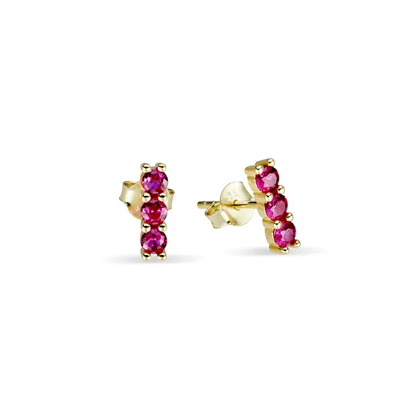 TRIPLE RUBY STUDS