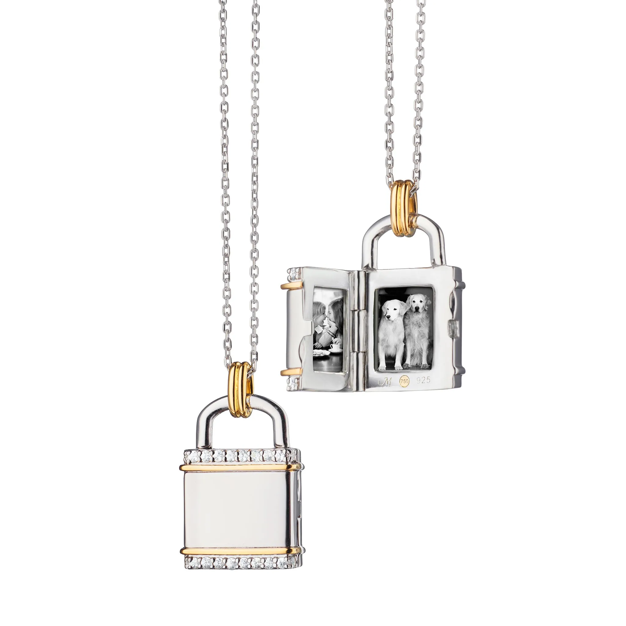 Two-Tone Square "Lock" Inspired Locket