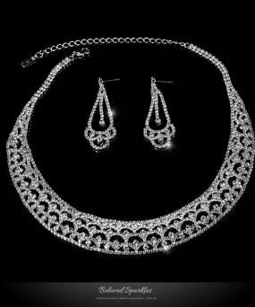 Tyzna Art Deco Arch Necklace Set | Rhinestone