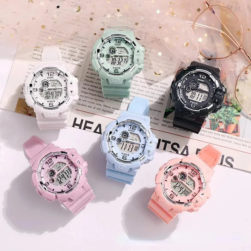 Unisex Fashion Digital Sports Electronic Watch Korean Version Alarm Clock