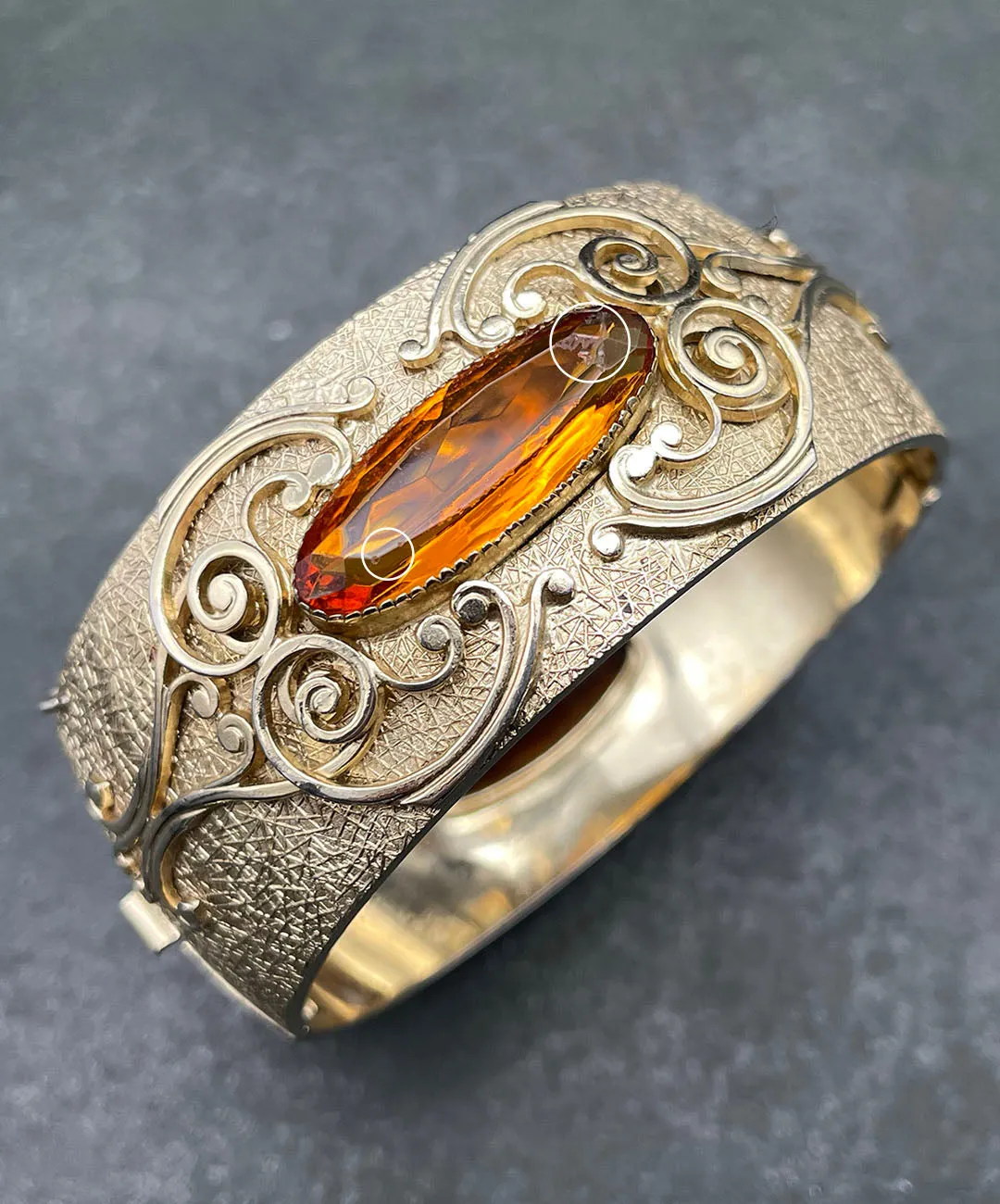 【USA輸入】ヴィンテージ WHITING & DAVIS トパーズ ガラス バングル/Vintage WHITING & DAVIS Topaz Glass Bangle