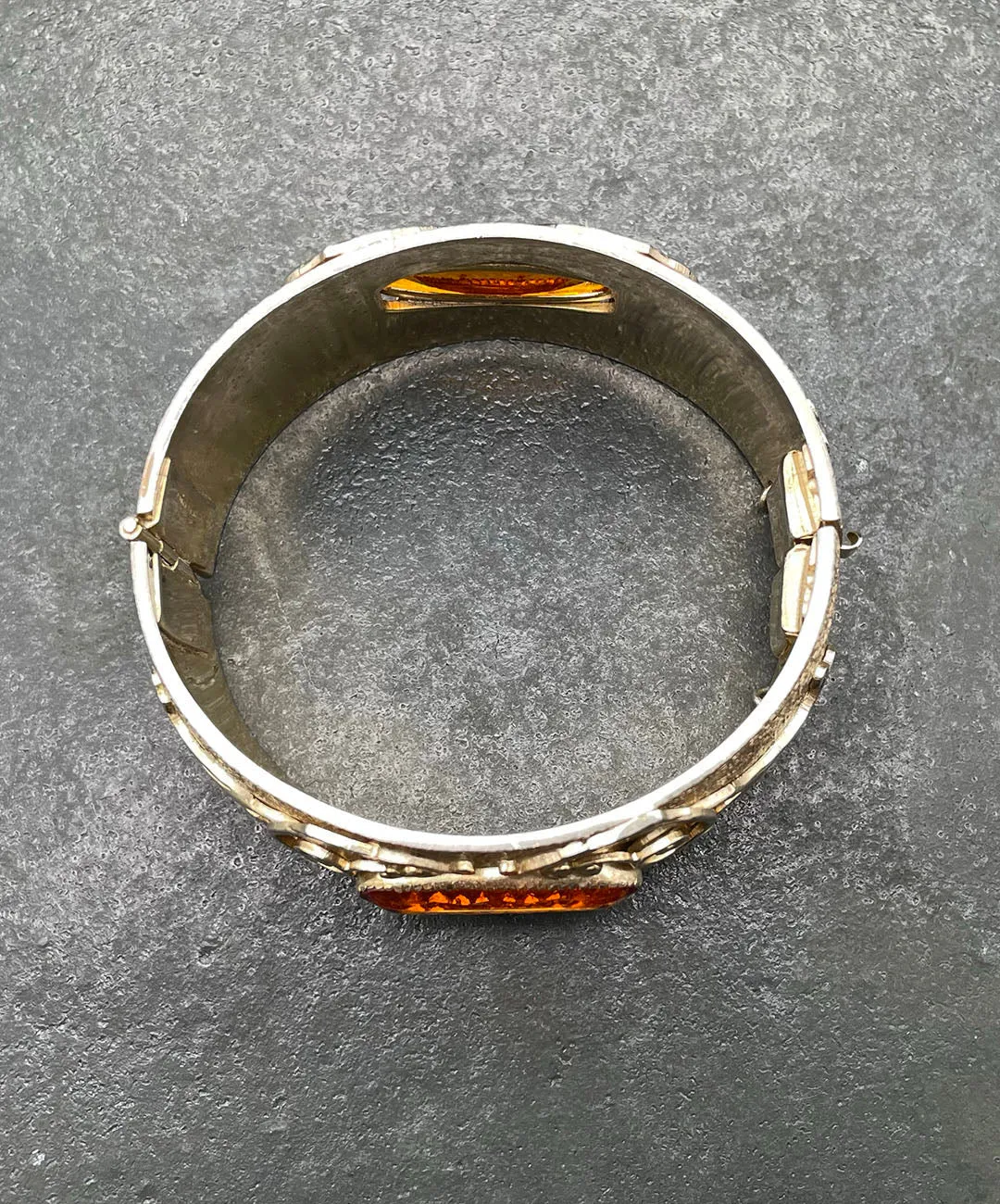 【USA輸入】ヴィンテージ WHITING & DAVIS トパーズ ガラス バングル/Vintage WHITING & DAVIS Topaz Glass Bangle