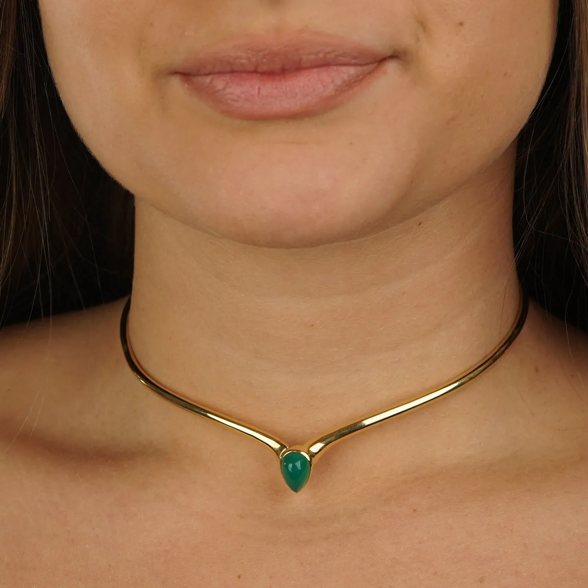 Van Cleef & Arpels Chrysoprase Gold Choker Necklace