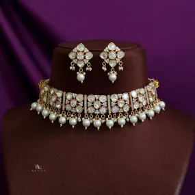 Vanya Premium Kundan Pearl Choker with Earring