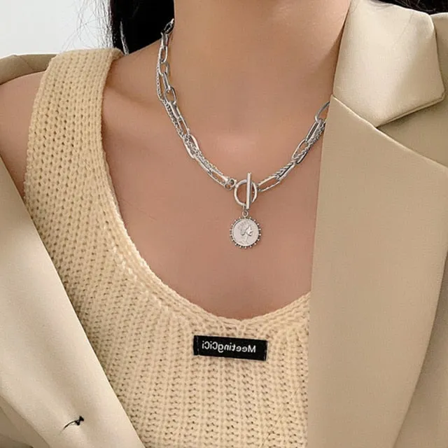 VenusFox Punk Gold Cuban Link Chain Necklace Pearl Heart Bow Knot Pendant Choker Necklaces For Women 2020 Fashion Jewelry Gifts