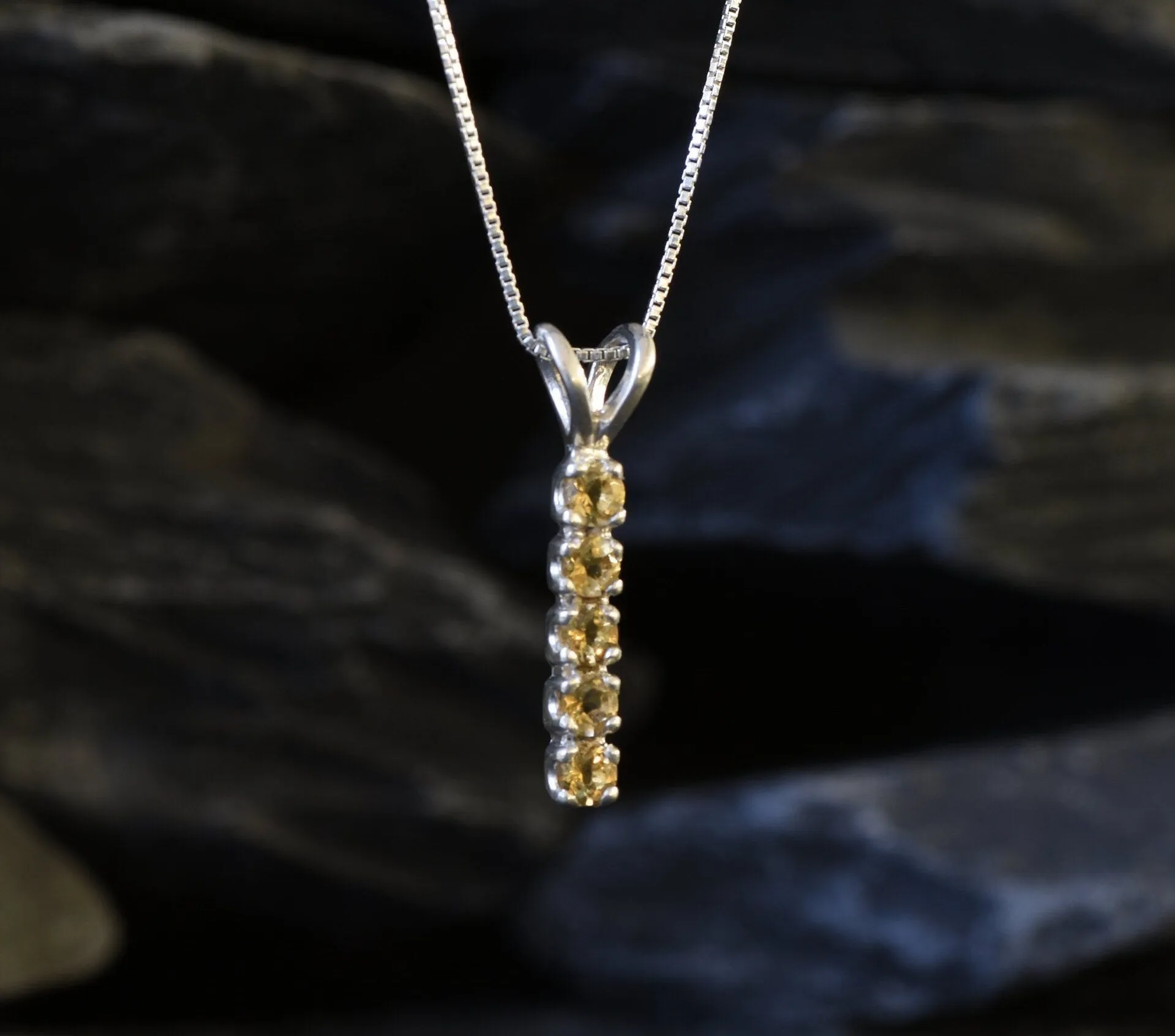 Vertical Citrine Necklace - Natural Citrine Necklace - Layering Necklace