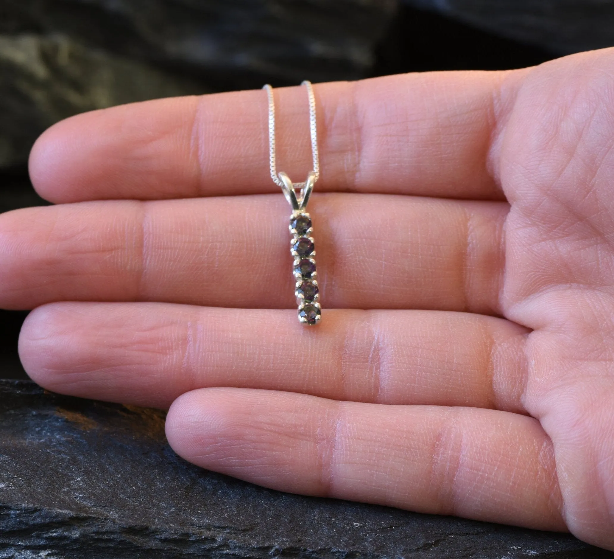 Vertical Citrine Necklace - Natural Citrine Necklace - Layering Necklace