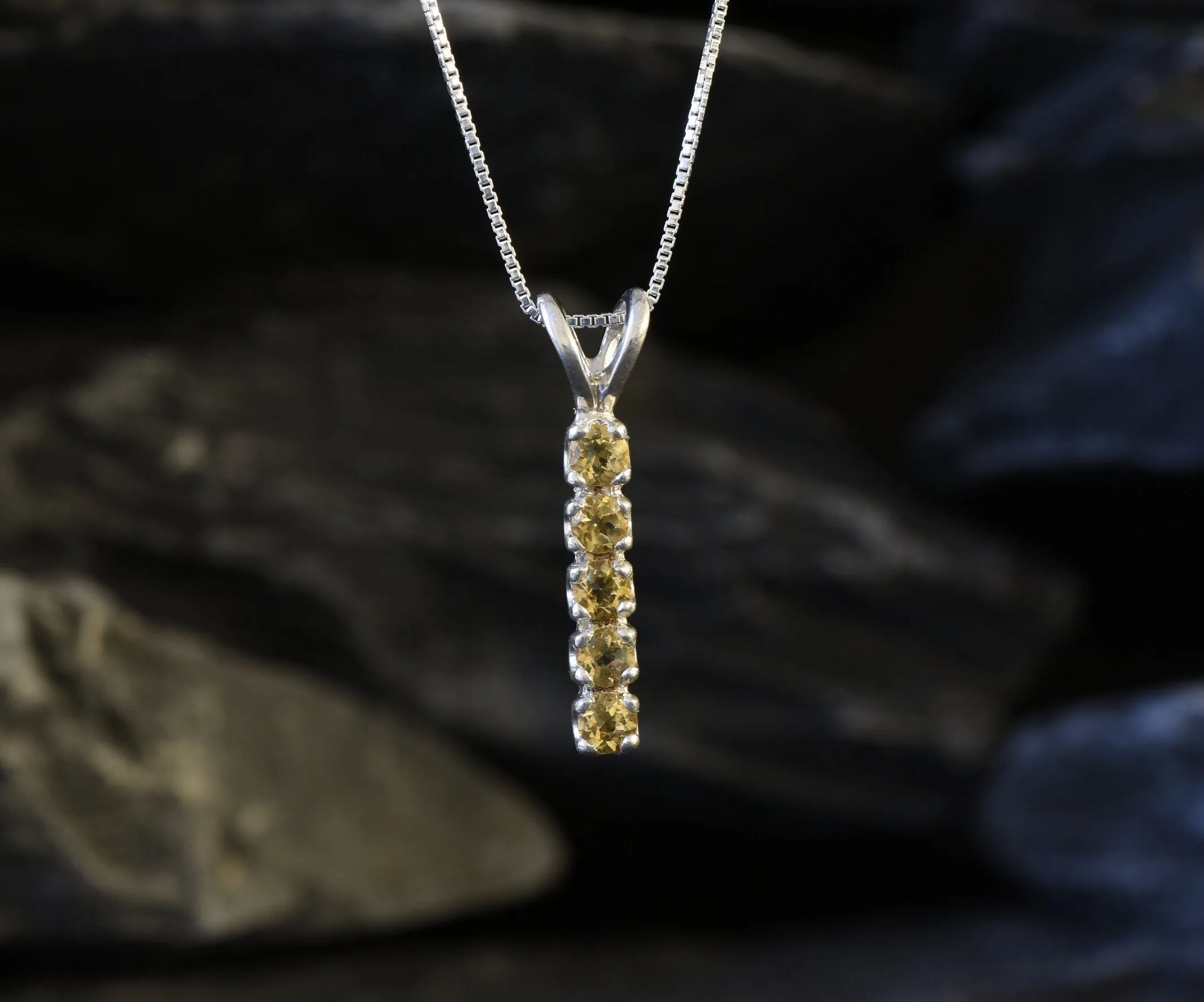 Vertical Citrine Necklace - Natural Citrine Necklace - Layering Necklace