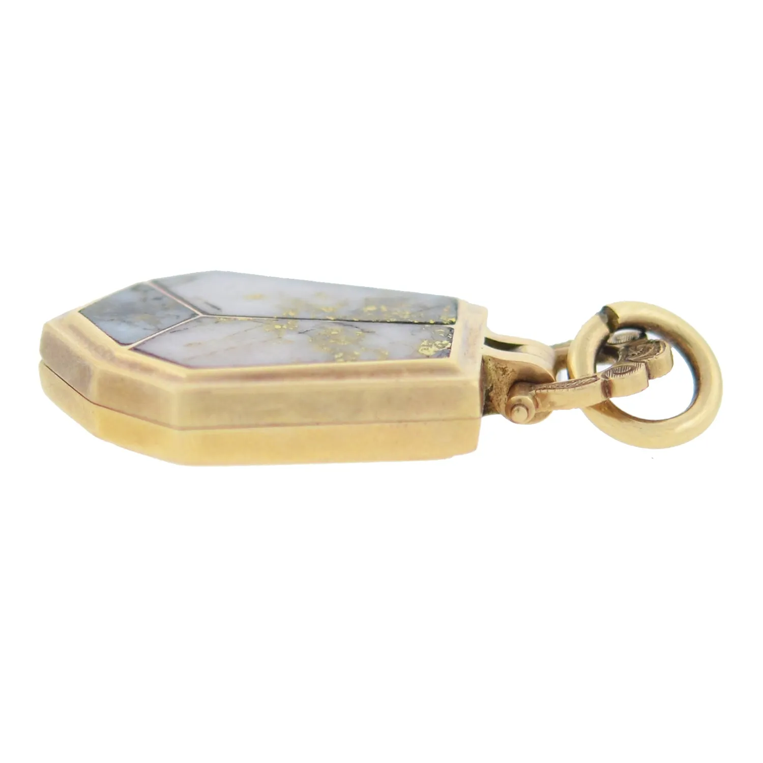 Victorian 15kt Inlaid Gold Quartz Locket