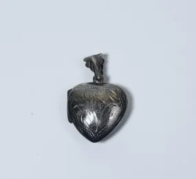 Vintage Engraved Design Sterling Silver Heart Locket Pendant