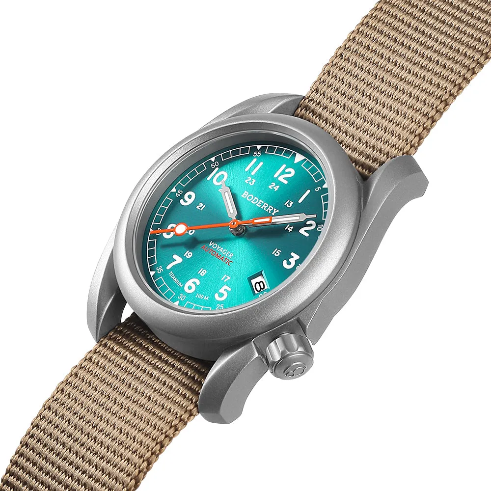 VOYAGER - 100M Waterproof Titanium Automatic Field Watch | Peacock Green