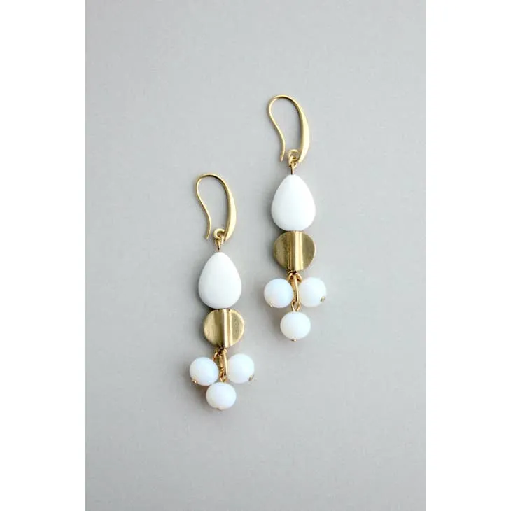 White and Opal Earrings