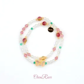 White crystal strawberry crystal double ring jewel bracelet