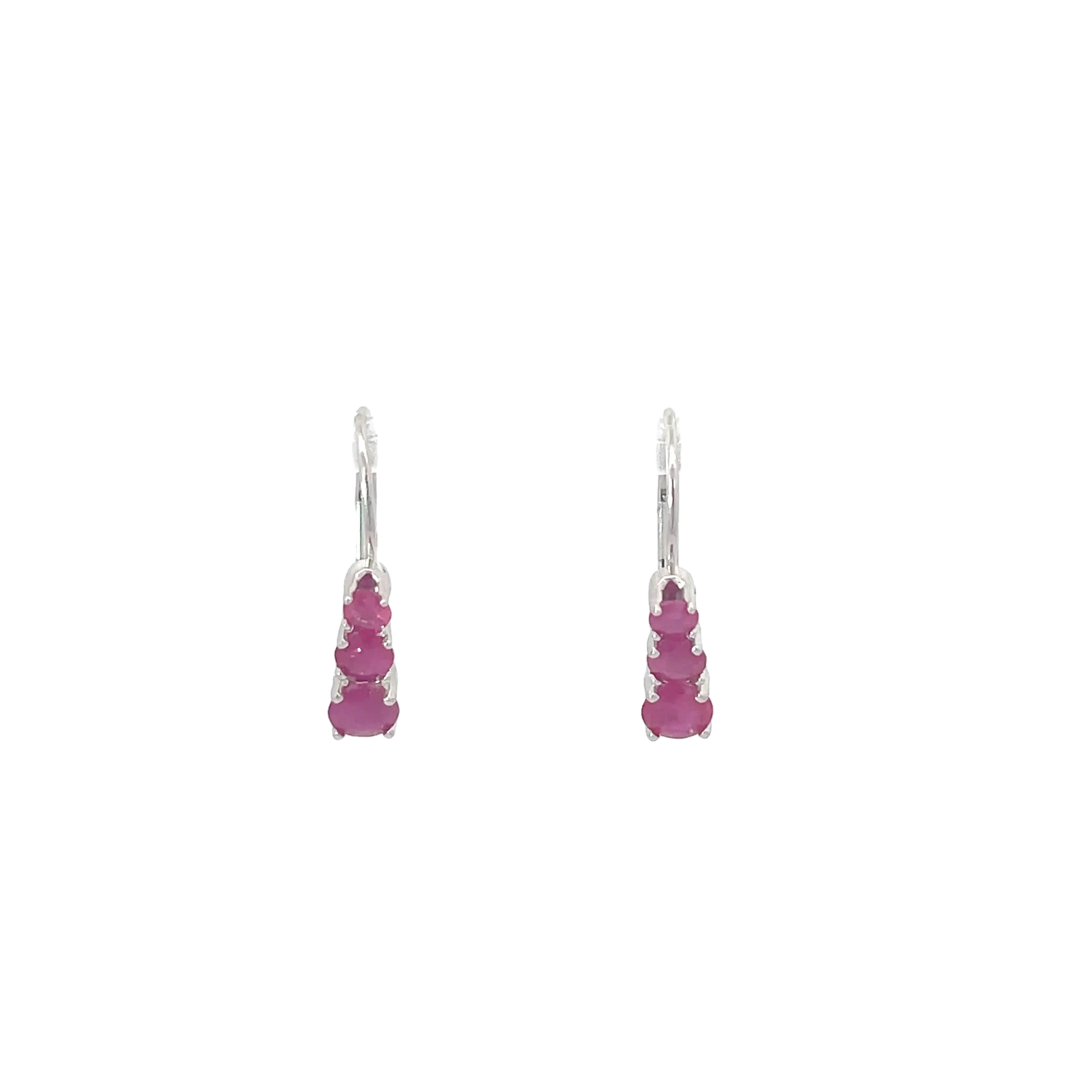 White Gold Ruby Drop Earrings