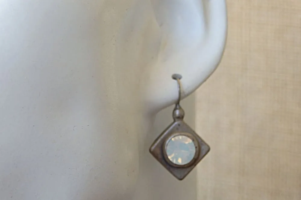 White opal crystal earrings