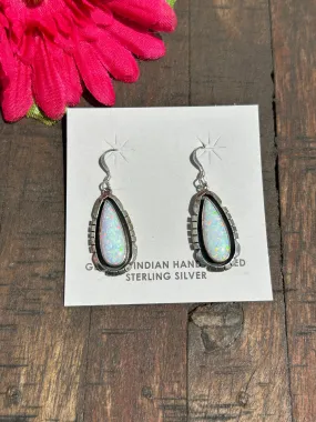 White Opal Dangle Earrings