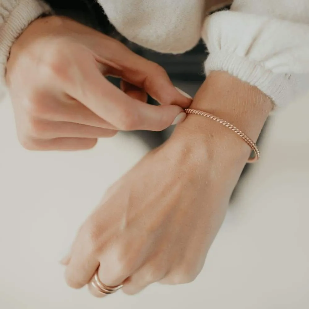 Woven Twisted Rose Gold Women's Bangle