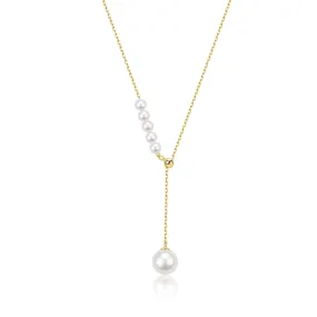 Y Shape Pearl Pendant Necklace