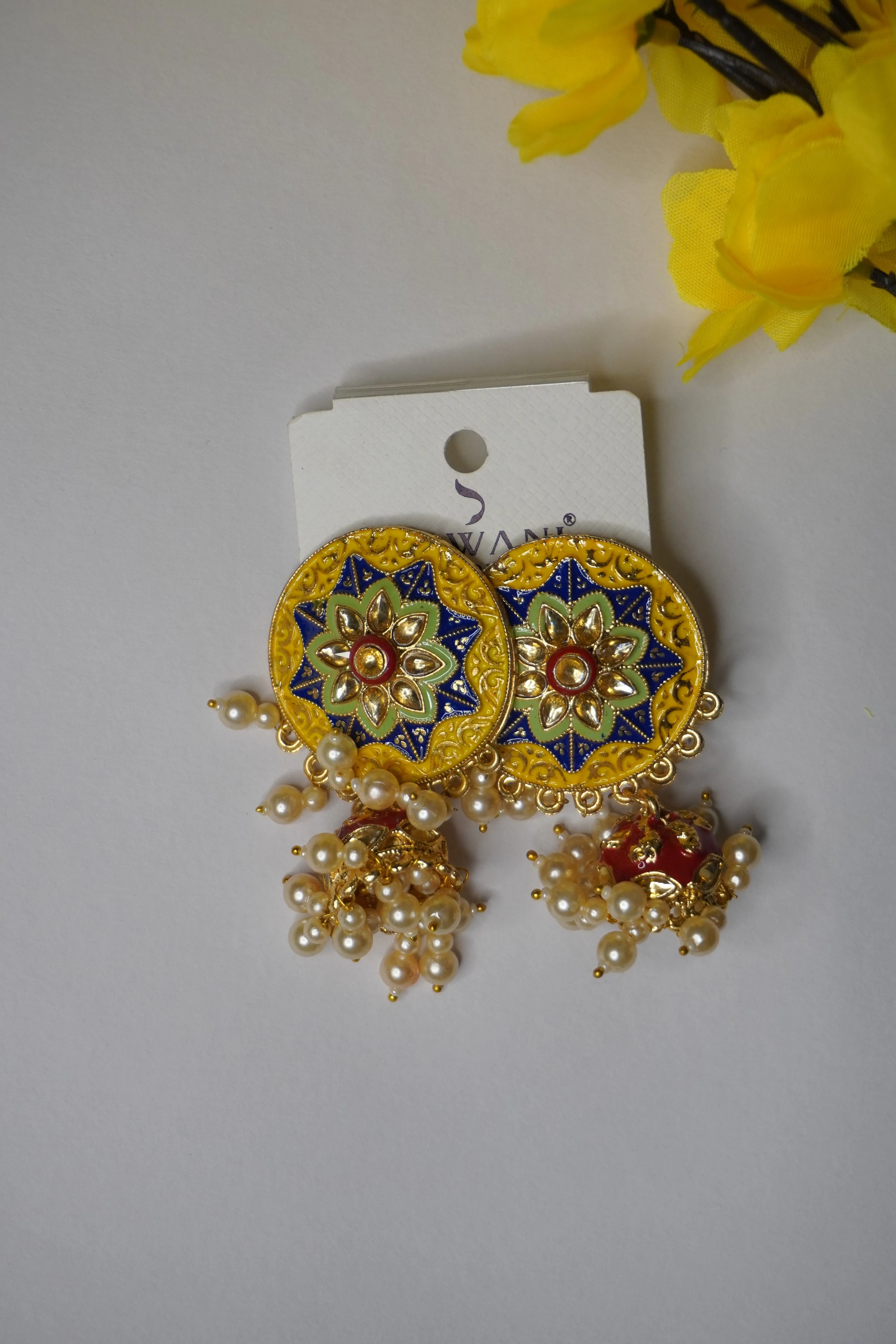 Yellow Colour Choker Necklace with Earring & Maang Tikka